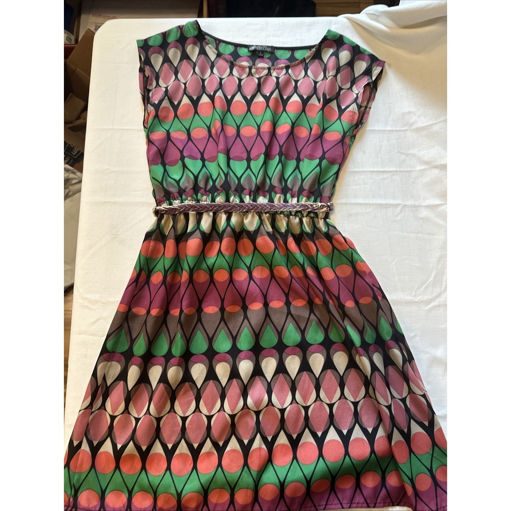 Bepop sundress geometric teardrop‎ belted size small